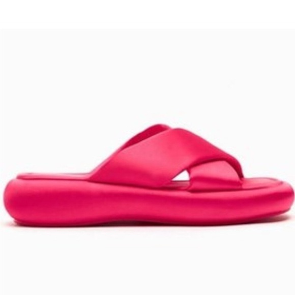 NWT ZARA fuscia criss cross satin flat sandals 37/6.5 - Picture 4 of 12